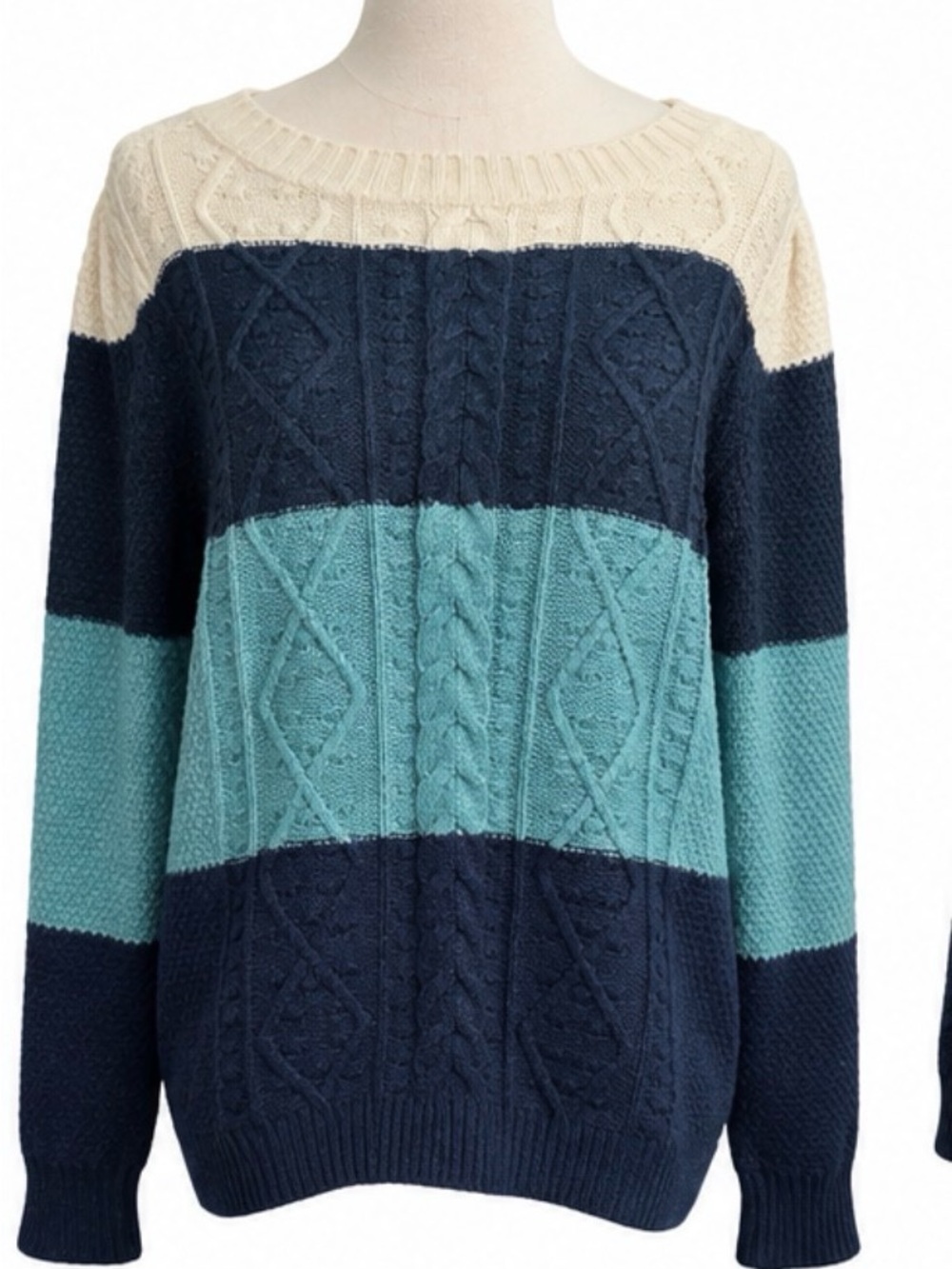 St. John’s Bay Colorblock Cable Knit Sweater – Size Large
